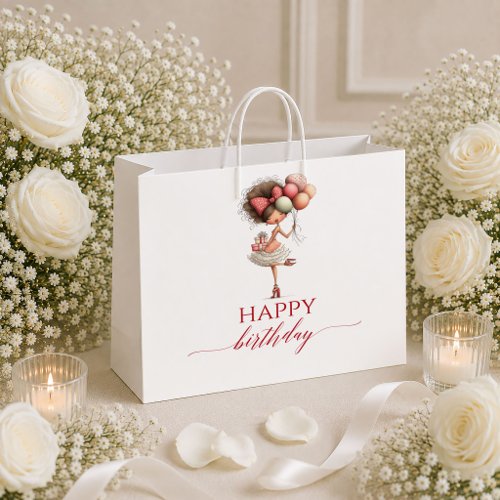 Modern Quirky Woman Burgundy Script Birthday gift Large Gift Bag
