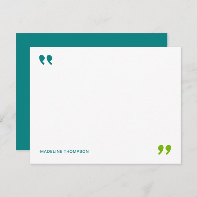 Modern Quotable Tea Green Minimalist Typography Note Card (Front/Back)