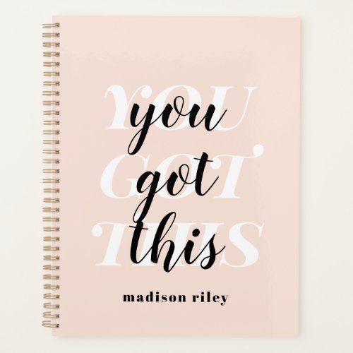 Modern quote blush pink script typography name  planner