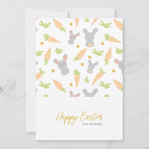 Modern Rabbit Carrot Pattern Happy Easter Holiday Card