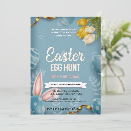 Modern Rabbit Easter Egg Hunt Invitation