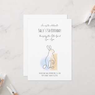 Modern Rabbit line-drawing birthday invitation