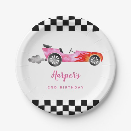 Modern Race Car Girl Birthday Party  Paper Plates