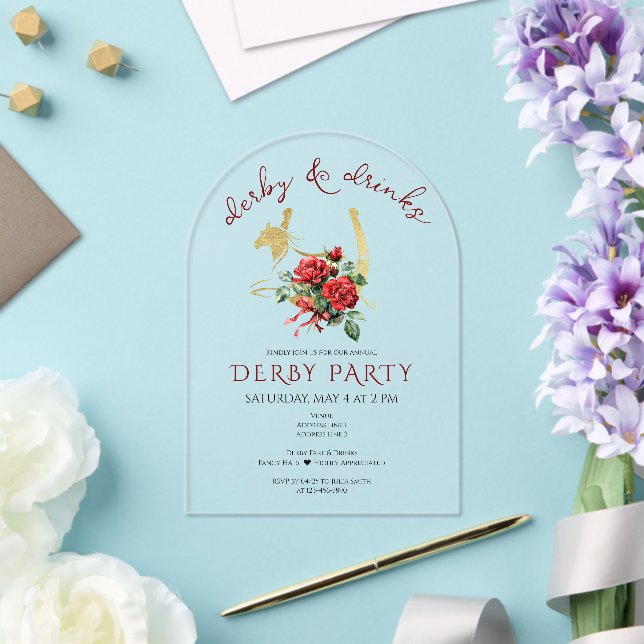 Modern Race Horse Derby & Drinks Party Equestrian Acrylic Invitations (Insitu (Wedding))