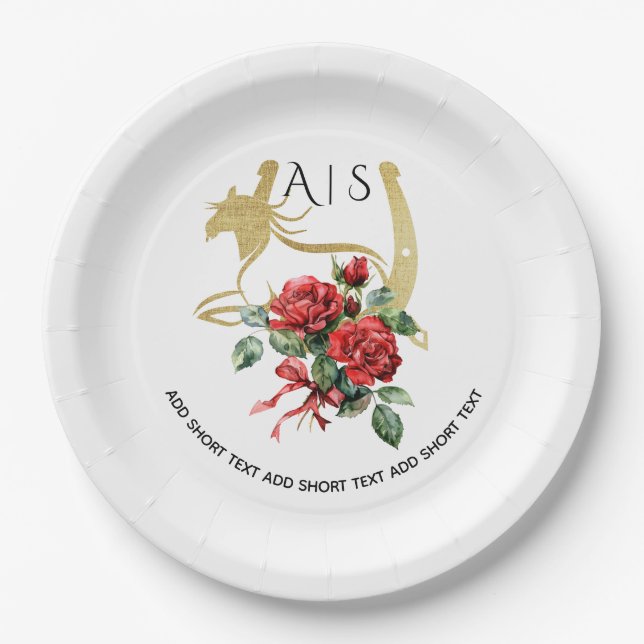 Modern Race Horse Derby & Drinks Party Equestrian Paper Plates (Front)