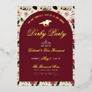 Modern Race Horse Derby Party Equestrian Foil Invitation