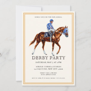 Modern Race Horse Derby Party Equestrian  Invitati Invitation