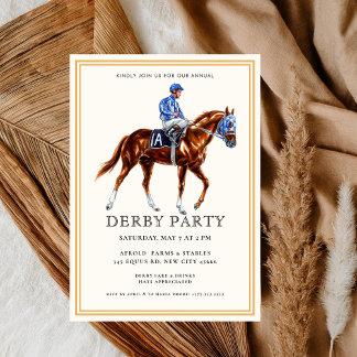 Modern Race Horse Derby Party Equestrian  Invitati Invitation
