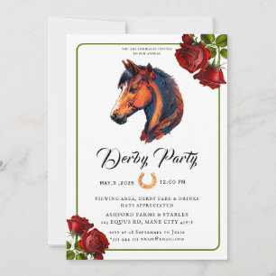 Modern Race Horse Derby Party Equestrian Invitatio Invitation