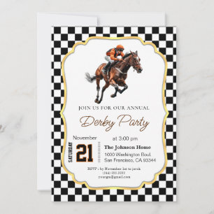 Modern Race Horse Derby Party Equestrian Invitatio Invitation
