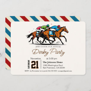 Modern Race Horse Derby Party Equestrian Invitation