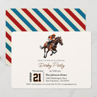 Modern Race Horse Derby Party Equestrian Invitation