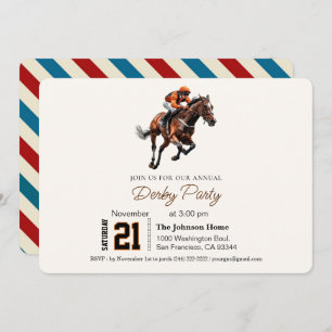 Modern Race Horse Derby Party Equestrian Invitation