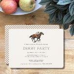 Modern Race Horse Derby Party Equestrian Invitation<br><div class="desc">Modern Horse Race Derby Party Invitation with an illustration of a race horse with jockey and striped pattern on the back. All text elements can be changed so this design can be used for other events too: classy equestrian wedding invitation, horse birthday party, derby watch party, horse barn opening and...</div>