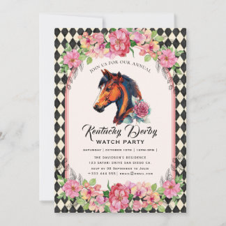 Modern Race Horse Derby Party Equestrian Invitation