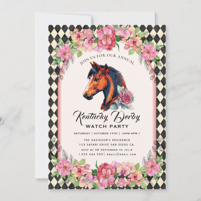 Modern Race Horse Derby Party Equestrian Invitation (Front)