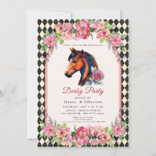Modern Race Horse Derby Party Equestrian Invitation
