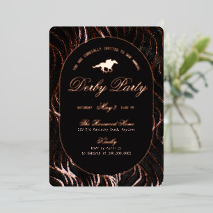 Modern Race Horse Derby Party Equestrian Rose Foil Invitation