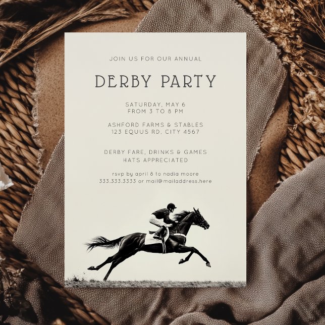 Modern Race Horse Photography Derby Party Invitation (Creator Uploaded)