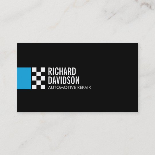 Modern Racing Flag Logo In Blue Automotive Business Card Zazzle Com