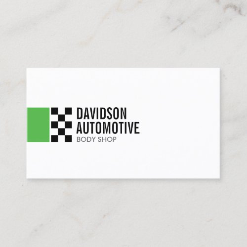 Modern Racing Flag Logo in Green II Automotive Business Card