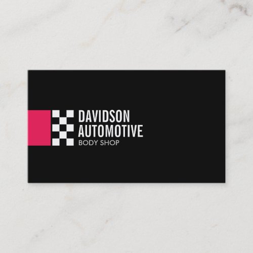 Modern Racing Flag Logo in Red Automotive Business Card