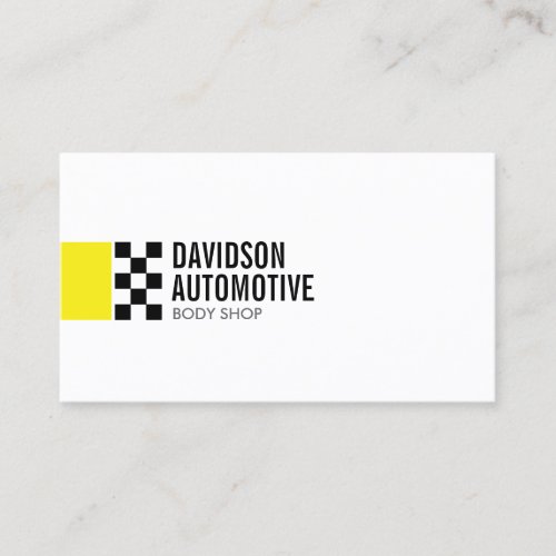 Modern Racing Flag Logo in Yellow II Automotive Business Card