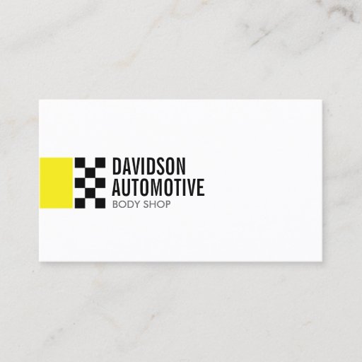 Customizable Modern Racing Flag Logo in Yellow II Automotive Business Card