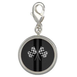Modern Racing Flags Stripes in Carbon Fiber Style Charm