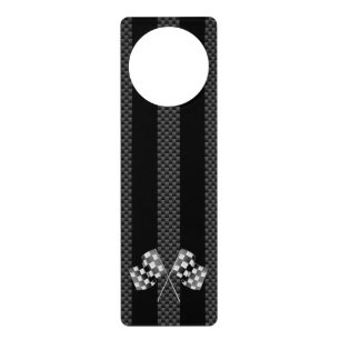Modern Racing Flags Stripes in Carbon Fiber Style Door Hanger
