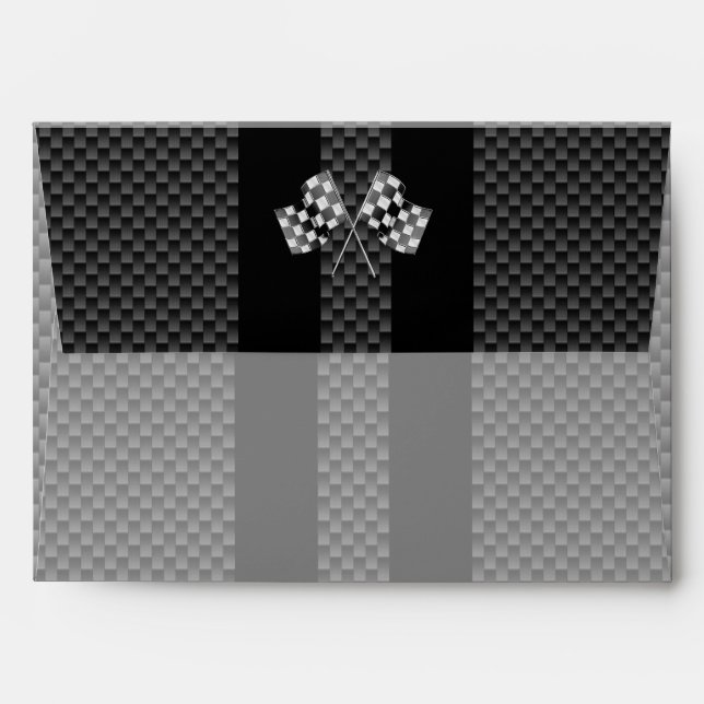 Modern Racing Flags Stripes in Carbon Fiber Style Envelope (Back (Top Flap))