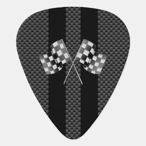 Modern Racing Flags Stripes in Carbon Fiber Style Guitar Pick