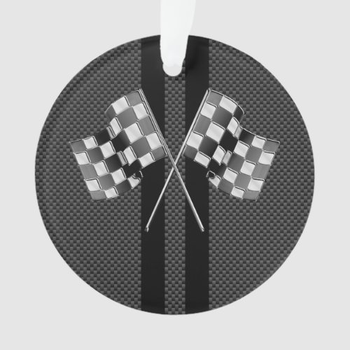 Modern Racing Flags Stripes in Carbon Fiber Style Ornament