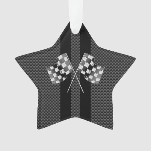 Modern Racing Flags Stripes in Carbon Fiber Style Ornament