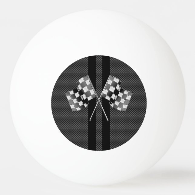 Modern Racing Flags Stripes in Carbon Fiber Style Ping-Pong Ball (Back)
