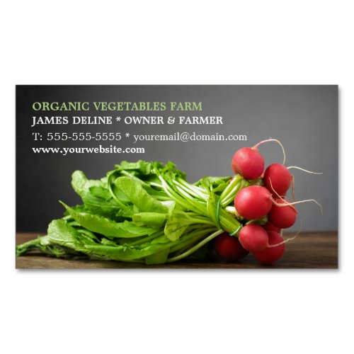 Modern Radish Organic Farm Magnetic Business Card