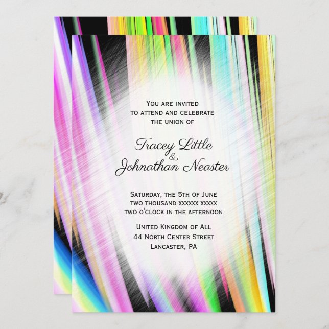 Modern Rainbow Art Wedding Invitations (Front/Back)