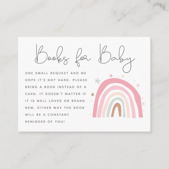 Modern Rainbow Baby Shower Book Request Enclosure Card (Front)
