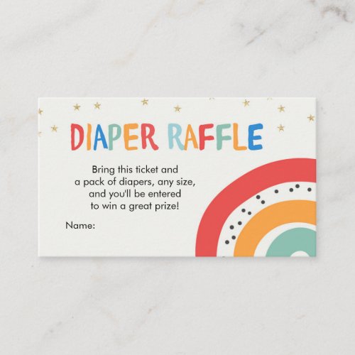 Modern Rainbow Baby Shower Diaper Raffle Card