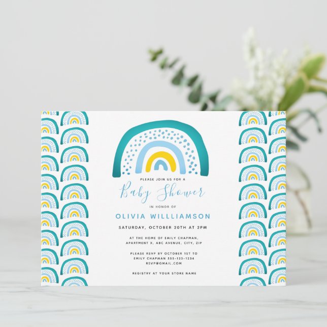 Modern Rainbow Baby Shower Invitation (Standing Front)