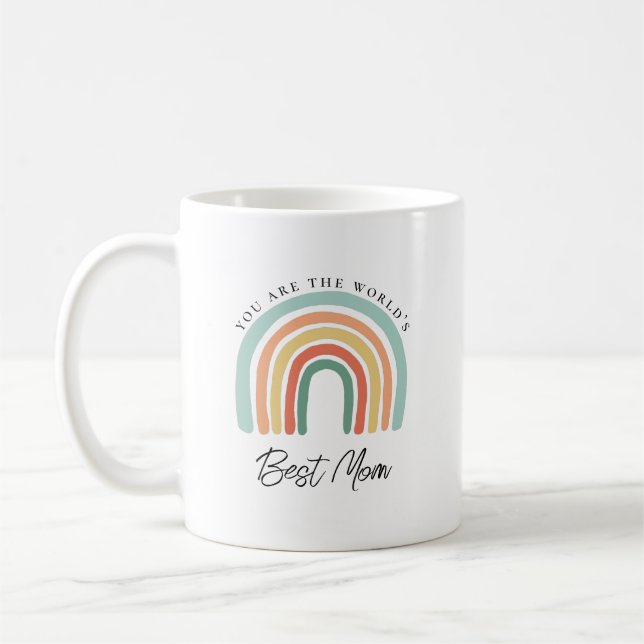 Modern Rainbow Best Mom Mothers Day Gift Coffee Mug (Left)