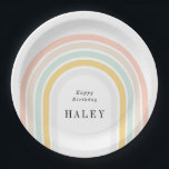 Modern Rainbow Birthday Paper Plates<br><div class="desc">Modern rainbow,  sun and cloud design in pastel colors by Shelby Allison. Personalize this sticker with your details and photo.</div>