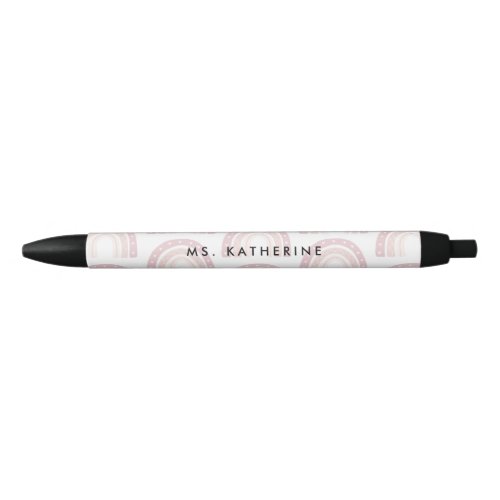 Modern Rainbow Boho Pastel Pink Gift Black Ink Pen