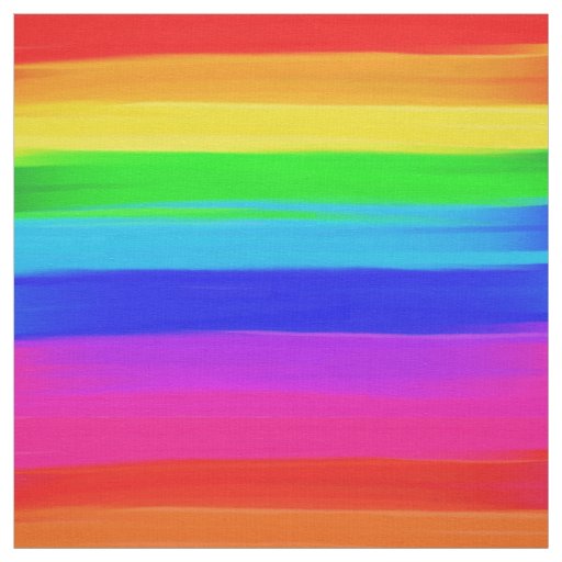 Modern rainbow brushstrokes paint striped pattern fabric | Zazzle