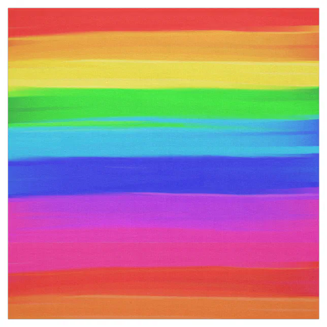 Modern rainbow brushstrokes paint striped pattern fabric | Zazzle