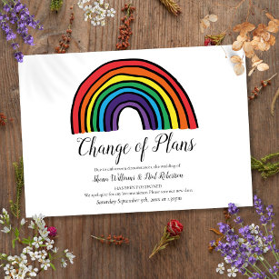 Modern Rainbow Change of Plans Postponed Event Invitation