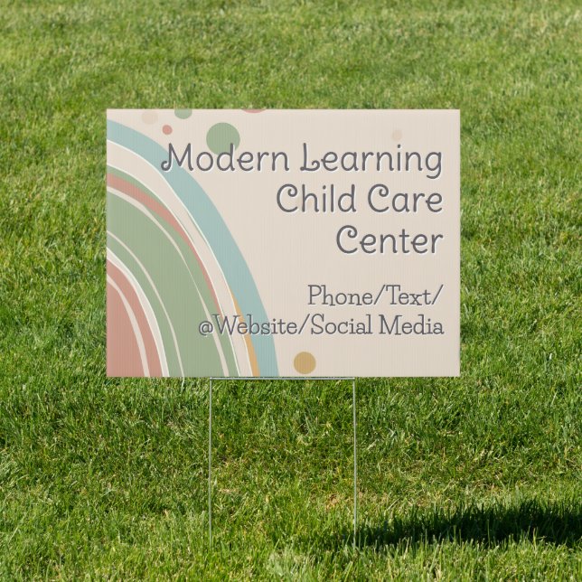 Modern Rainbow Childcare Daycare Kids Children Sign (Insitu)
