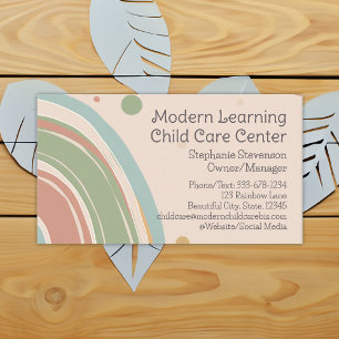 Modern Rainbow Childcare Daycare Kids Education Business Card