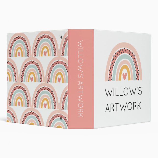 Modern Rainbow Child's Artwork 3 Ring Binder (Background)