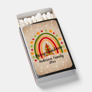 Modern Rainbow Christmas Tartan Tree 20xx Text   Matchboxes